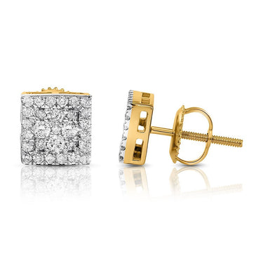 10K YELLOW GOLD DIAMOND SQTARE STUD EARRINGS 0.31 CTW